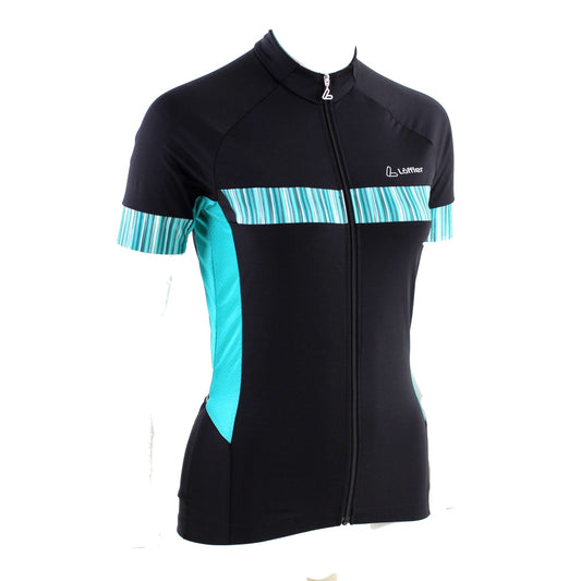 Loffler dames fiets shirt zwart/turquase