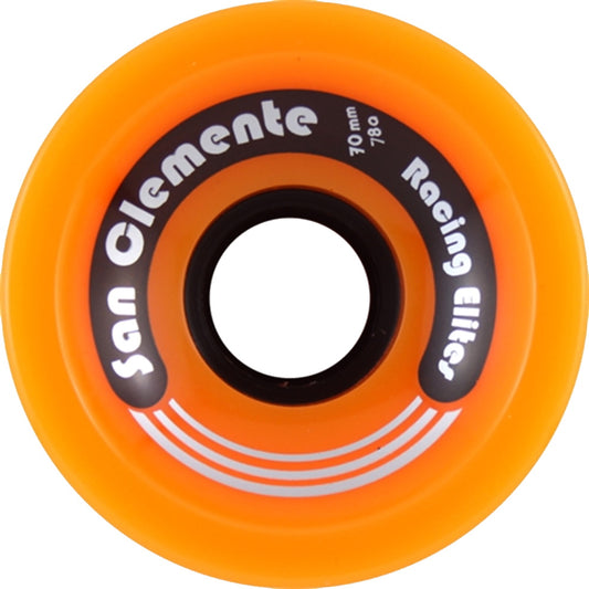 San Clemente longboard Whirlwind wielen 70mm x4 oranje